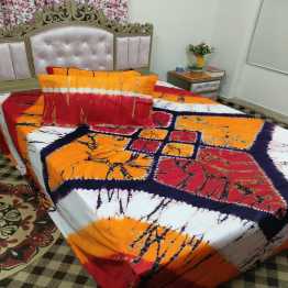 Premium Cotton Shibori Batik Bed Sheet (+ 2 pillow and 1 side pillow cover)