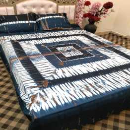 Premium Cotton Tie-Dye Batik Bed Sheet (+ 2 pillow and 1 side pillow cover)